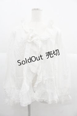 画像1: PINK HOUSE / ピンタックレースフリルオーバーブラウス  ホワイト I-25-12-06-013-LO-BL-SA-ZI