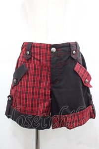 ALGONQUINS / チェック切替ショートパンツ  黒Ｘ赤チェック I-25-12-06-120-AL-PA-SA-ZI