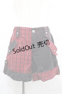 ALGONQUINS / チェック切替ショートパンツ  黒Ｘ赤チェック I-25-12-06-120-AL-PA-SA-ZI