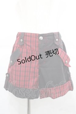 画像1: ALGONQUINS / チェック切替ショートパンツ  黒Ｘ赤チェック I-25-12-06-120-AL-PA-SA-ZI