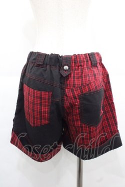画像2: ALGONQUINS / チェック切替ショートパンツ  黒Ｘ赤チェック I-25-12-06-120-AL-PA-SA-ZI