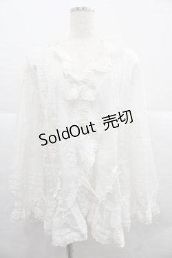 画像1: PINK HOUSE / ピコフリルオーバーブラウス  ホワイト I-25-12-06-014-LO-BL-SA-ZI