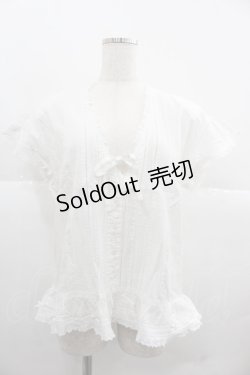 画像1: PINK HOUSE / Vネック半袖ブラウス  ホワイト I-25-12-06-016-LO-BL-SA-ZI