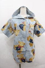 PINK HOUSE / オーバーオールくまさん半袖フードシャツ L サックス I-25-12-06-019-LO-BL-SA-ZI