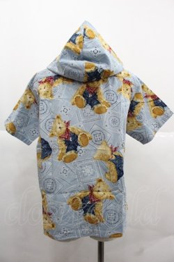 画像2: PINK HOUSE / オーバーオールくまさん半袖フードシャツ L サックス I-25-12-06-019-LO-BL-SA-ZI