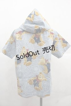 画像2: PINK HOUSE / オーバーオールくまさん半袖フードシャツ L サックス I-25-12-06-019-LO-BL-SA-ZI