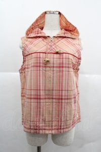 PINK HOUSE / マドラスチェックフード付きジップアップトップス  ピンク I-25-12-06-020-LO-TO-SA-ZI