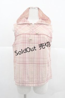 画像1: PINK HOUSE / マドラスチェックフード付きジップアップトップス  ピンク I-25-12-06-020-LO-TO-SA-ZI