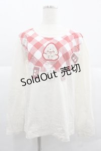 PINK HOUSE / たれ耳うさぎ刺繍ワッペンカットソー  アイボリー I-25-12-06-021-LO-TO-SA-ZI