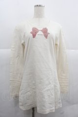 PINK HOUSE / 水玉リボンptTシャツ L アイボリー I-25-12-06-022-LO-TS-SA-ZI