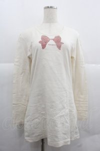PINK HOUSE / 水玉リボンptTシャツ L アイボリー I-25-12-06-022-LO-TS-SA-ZI