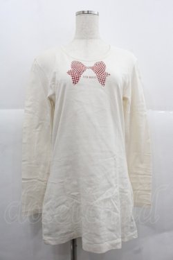 画像1: PINK HOUSE / 水玉リボンptTシャツ L アイボリー I-25-12-06-022-LO-TS-SA-ZI