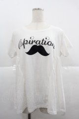 Rydia / ひげさん半袖カットソー  白Ｘ黒 I-25-12-06-027-PU-TO-SA-ZI