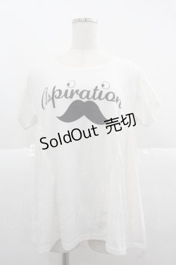 画像1: Rydia / ひげさん半袖カットソー  白Ｘ黒 I-25-12-06-027-PU-TO-SA-ZT194