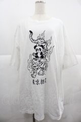 Candy Stripper / TOKYO CANDY PEPE ＆ TIGER BIG TEE  白ｘ黒 I-25-12-06-028-PU-TO-SA-ZI