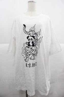 画像1: Candy Stripper / TOKYO CANDY PEPE ＆ TIGER BIG TEE  白ｘ黒 I-25-12-06-028-PU-TO-SA-ZI
