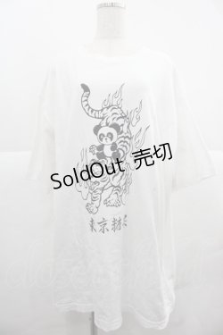 画像1: Candy Stripper / TOKYO CANDY PEPE ＆ TIGER BIG TEE  白ｘ黒 I-25-12-06-028-PU-TO-SA-ZT186