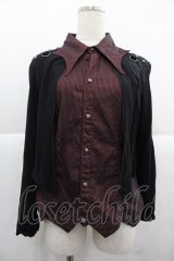 ALGONQUINS / カーデ重ね風ストライプシャツ  ボルドーＸ黒 I-25-12-06-031-AL-BL-SA-ZI