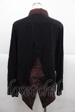 画像2: ALGONQUINS / カーデ重ね風ストライプシャツ  ボルドーＸ黒 I-25-12-06-031-AL-BL-SA-ZI