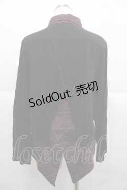 画像2: ALGONQUINS / カーデ重ね風ストライプシャツ  ボルドーＸ黒 I-25-12-06-031-AL-BL-SA-ZI