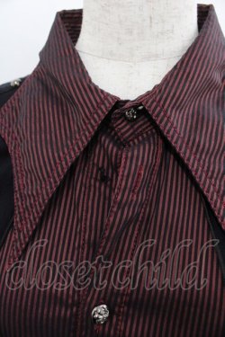 画像3: ALGONQUINS / カーデ重ね風ストライプシャツ  ボルドーＸ黒 I-25-12-06-031-AL-BL-SA-ZI