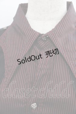 画像3: ALGONQUINS / カーデ重ね風ストライプシャツ  ボルドーＸ黒 I-25-12-06-031-AL-BL-SA-ZI