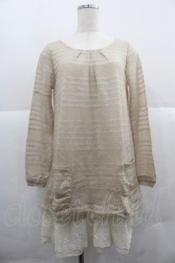 画像1: Rydia / ニット&シフォンフリルトップス  ブラウン I-25-12-06-032-PU-TO-SA-ZI