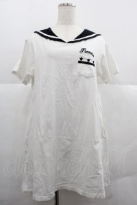 WORLD WIDE LOVE！(Rydia) / セーラー襟半袖カットワンピース  アイボリーｘ黒 I-25-12-06-033-PU-OP-SA-ZI