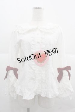 画像1: BABY,THE STARS SHINE BRIGHT / シュガーブーケ〜永遠の乙女の憧れ〜ブラウス  白Ｘ赤 I-25-12-06-005-BA-BL-SA-ZI