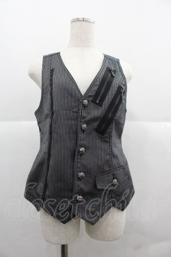 画像1: ALGONQUINS / ストライプベスト  黒Ｘグレー I-25-12-06-036-AL-JA-SA-ZI