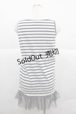 画像2: Rydia / コビニャー刺繍ボーダーノースリーブカットソー  黒Ｘ白 I-25-12-06-037-PU-TO-SA-ZI