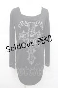 GHOST of HARLEM / クロスプリントロングカットソー  黒Ｘグレー I-25-12-09-031-GL-TO-SA-ZI