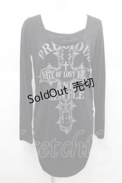 画像1: GHOST of HARLEM / クロスプリントロングカットソー  黒Ｘグレー I-25-12-09-031-GL-TO-SA-ZI