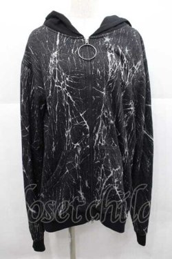 画像1: KRY CLOTHING / 「MARBLE」パーカー  黒Ｘ白 I-25-12-09-033-EL-TO-SA-ZI