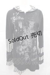 SEX POT ReVeNGe / シャンデリアプリントパーカー  黒Ｘグレー I-25-12-09-035-SP-TO-SA-ZI