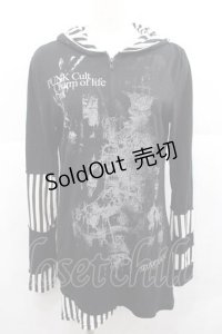 SEX POT ReVeNGe / シャンデリアプリントパーカー  黒Ｘグレー I-25-12-09-035-SP-TO-SA-ZI