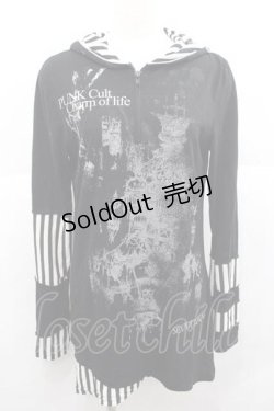 画像1: SEX POT ReVeNGe / シャンデリアプリントパーカー  黒Ｘグレー I-25-12-09-035-SP-TO-SA-ZI