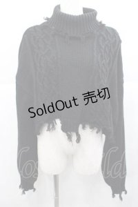 jouetie / ダメージケーブルニット  黒 I-25-12-09-037-EL-TO-SA-ZI