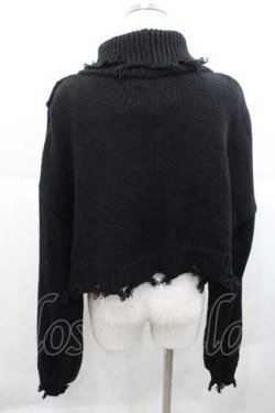 画像2: jouetie / ダメージケーブルニット  黒 I-25-12-09-037-EL-TO-SA-ZI