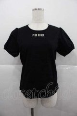 PINK HOUSE / ロゴ入りパフスリーブカットソー  黒Ｘ白 I-25-12-09-010-LO-TO-SA-ZI