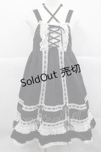 BABY,THE STARS SHINE BRIGHT / ベビードールジャンパースカート  黒Ｘ白 I-25-12-09-048-BA-OP-SA-ZI