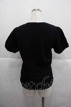 画像2: PINK HOUSE / ロゴ入りパフスリーブカットソー  黒Ｘ白 I-25-12-09-010-LO-TO-SA-ZI