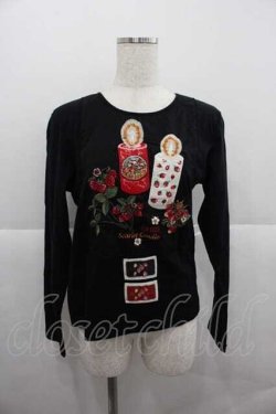 画像1: PINK HOUSE / スカーレットキャンドル刺繍入りカットソー 3(M) 黒 I-25-12-09-011-LO-TO-SA-ZI