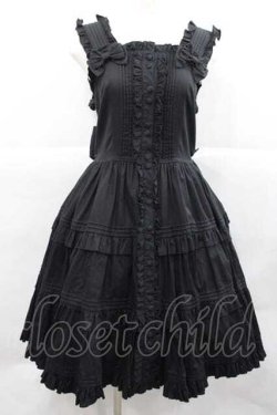 画像1: metamorphose / ピンタックティアードジャンパースカート  黒 I-25-12-09-051-ME-OP-SA-ZI