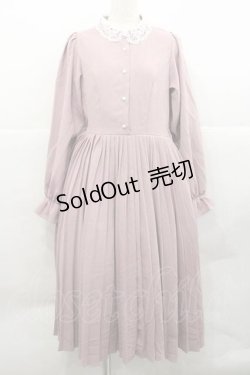 画像1: m petit by misako / AM*レースエリプリーツワンピース L ピンクＸ白 I-25-12-09-053-LO-OP-SA-ZI