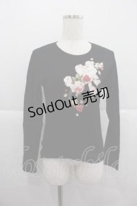 PINK HOUSE / オーナメントローズプリントカットソー  黒ＸピンクＸ白 I-25-12-09-012-LO-TO-SA-ZI