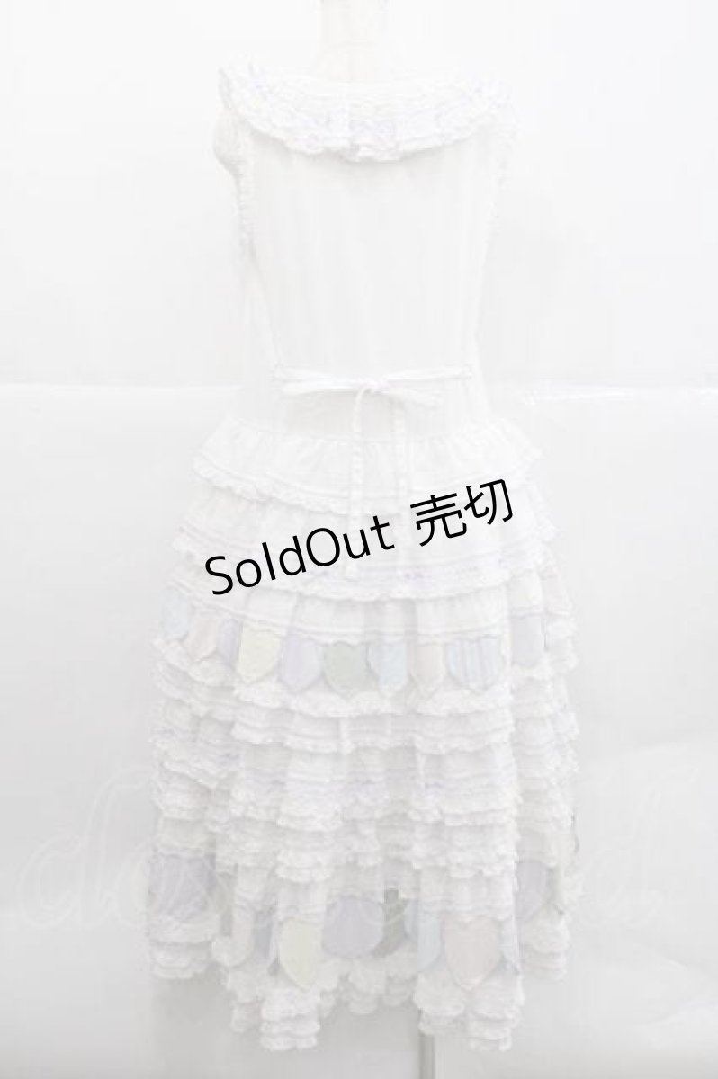 画像2: PINK HOUSE / ハートワッペンパッチワーク使いローンワンピース  白Ｘラベンダー I-25-12-09-057-LO-OP-SA-ZI (2)