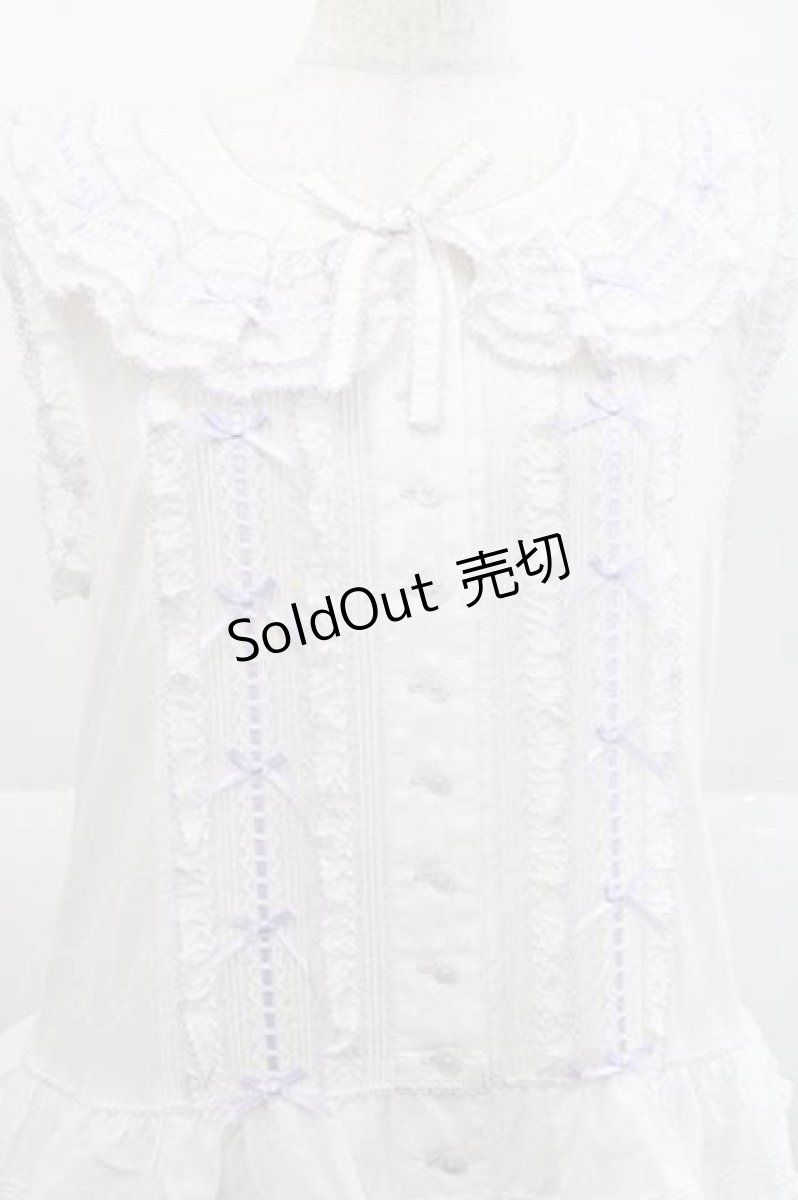 画像3: PINK HOUSE / ハートワッペンパッチワーク使いローンワンピース  白Ｘラベンダー I-25-12-09-057-LO-OP-SA-ZI (3)