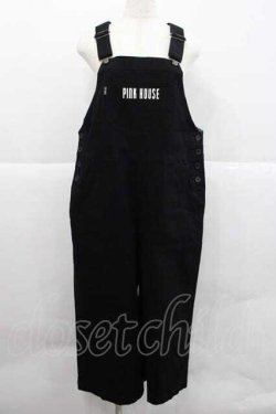 画像1: PINK HOUSE / ロゴプリントオーバーオール  黒Ｘ白 I-25-12-09-058-LO-OP-SA-ZI