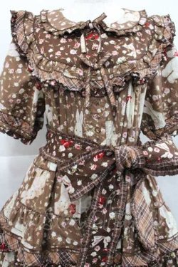 画像3: PINK HOUSE / バラ園うさぎプリントパッチワークワンピース  ブラウン I-25-12-09-060-LO-OP-SA-ZI